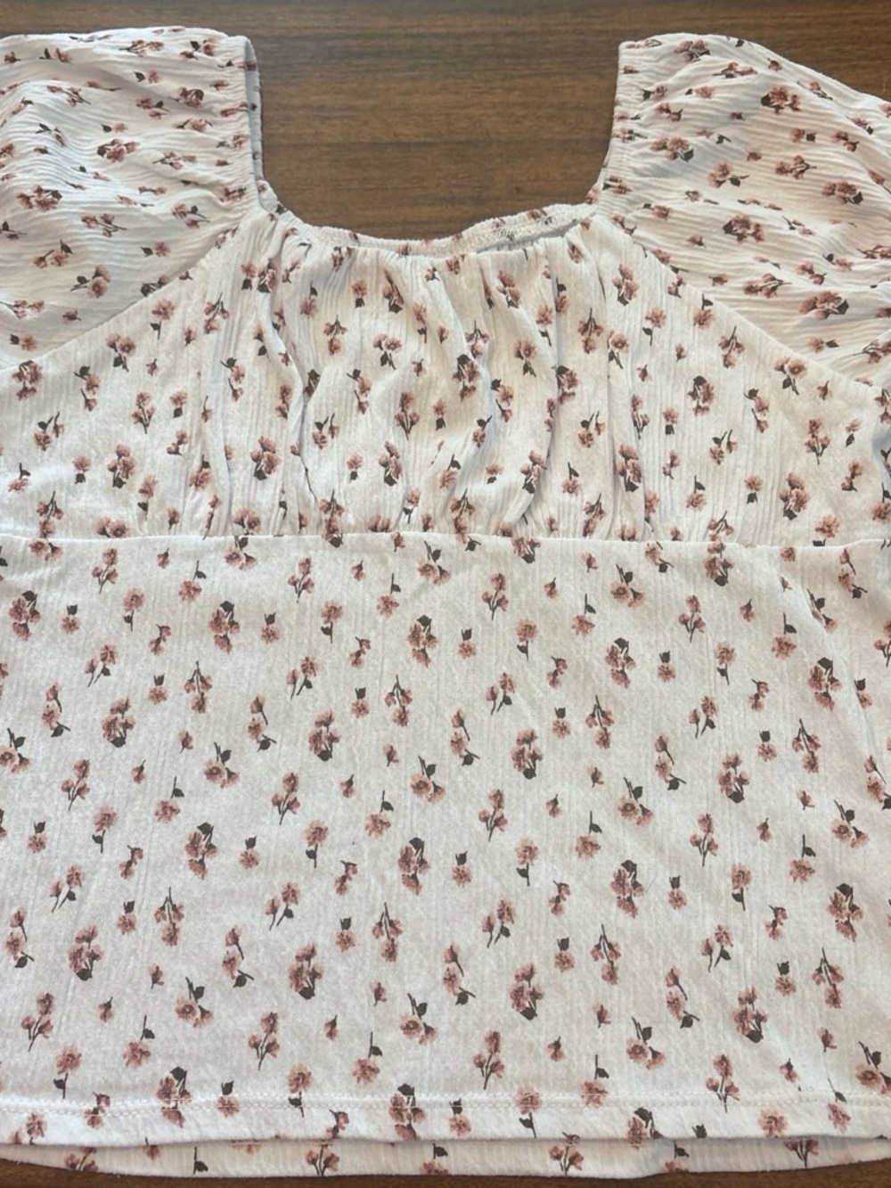 Floral Smocked Square-Neck girls Top - Dusty Rose on Cream
